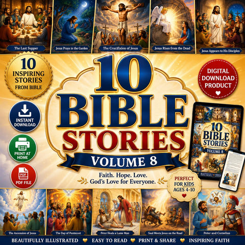 10 Bible Stories Volume 8 | Christian Kids Book PDF | Bible Stories for Children | Sunday School Printable | Instant Download