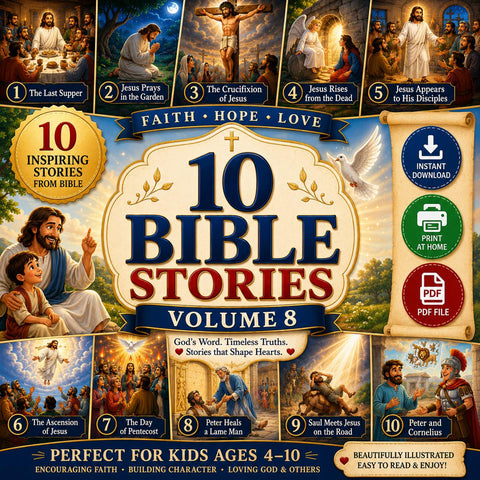 10 Bible Stories Volume 8 | Christian Kids Book PDF | Bible Stories for Children | Sunday School Printable | Instant Download