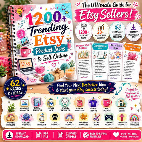 1200+ Etsy Product Ideas Guide | Digital Download for Sellers (PDF)