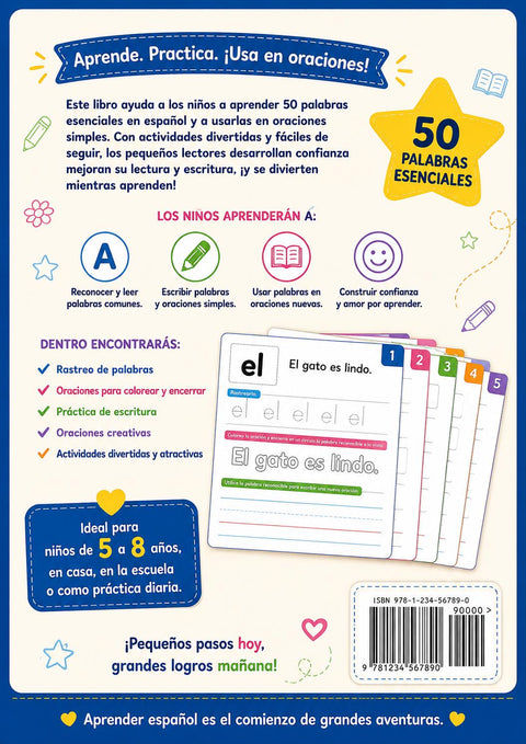 Spanish Sight Words Tracing Workbook for Kids Ages 4-8 (PDF)