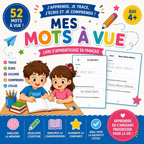 French Sight Words Workbook for Kids Ages 5-8 | Reading, Writing, Tracing Activities (Printable PDF)