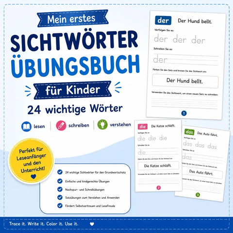 German Sight Words Workbook for Kids | Learn to Read German (Ages 5+) (PDF)