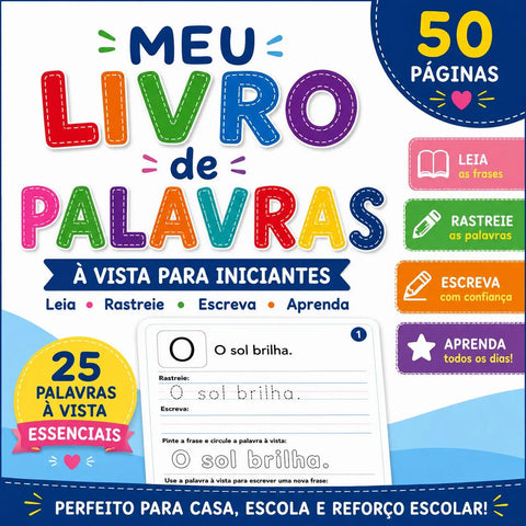 Portuguese Sight Words Workbook for Kids Ages 4-8 | Learn to Read & Write (Printable PDF)