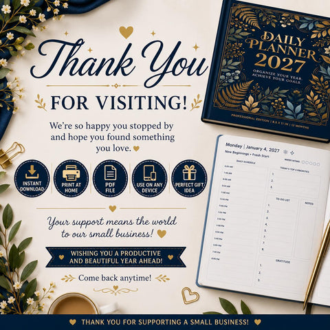 2027 Daily Planner Printable PDF | 120 Page Planner | Weekly & Monthly Planner | Goal Setting Journal | Digital Download