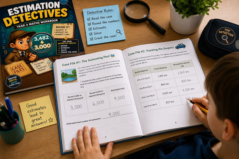 Estimation Detectives Year 4 Maths Workbook | Rounding & Estimation Activities | Printable Math Worksheets | Digital Download PDF