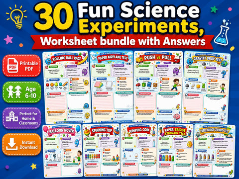 Kids Science Experiments Worksheets Bundle | Printable STEM Activities (PDF)