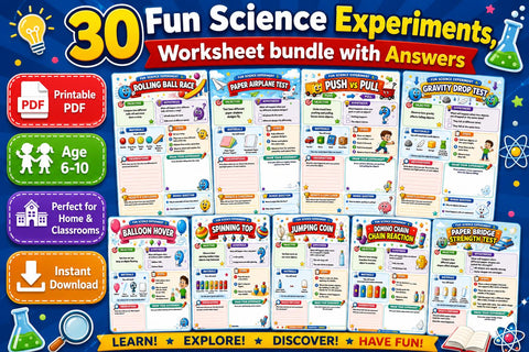 Kids Science Experiments Worksheets Bundle | Printable STEM Activities (PDF)