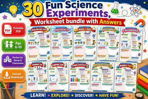 Kids Science Experiments Worksheets Bundle | Printable STEM Activities (PDF)