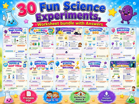 Kids Science Experiment Workbook | Ages 6-10 STEM Activities (Digital Download)