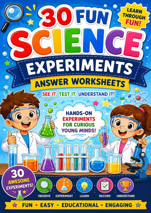 30 Fun Science Experiments for Kids Printable Bundle (PDF Files)