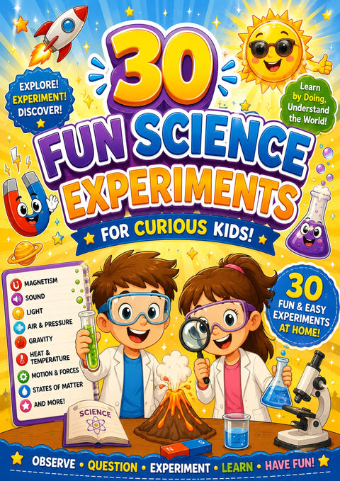 30 Fun Science Experiments Workbook Bundle for Kids Ages 6-10 (Printable PDF)