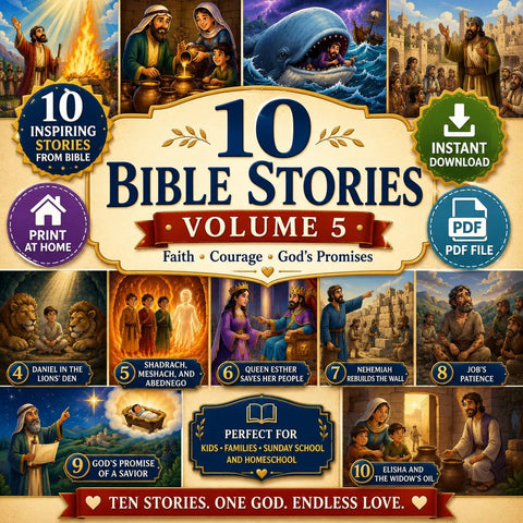 10 Bible Stories Volume 5 | Christian Kids PDF | Sunday School Activity (Digital Download)