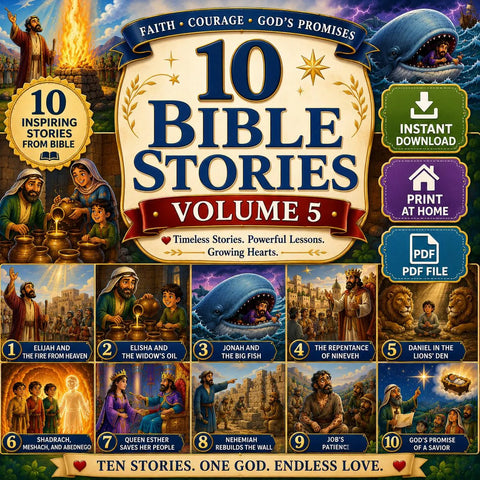 10 Bible Stories Volume 5 | Christian Kids PDF | Sunday School Activity (Digital Download)