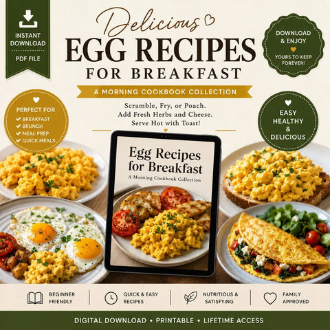 Egg Recipes Cookbook | Easy Breakfast, Omelets, Scrambled Eggs (Digital Download)