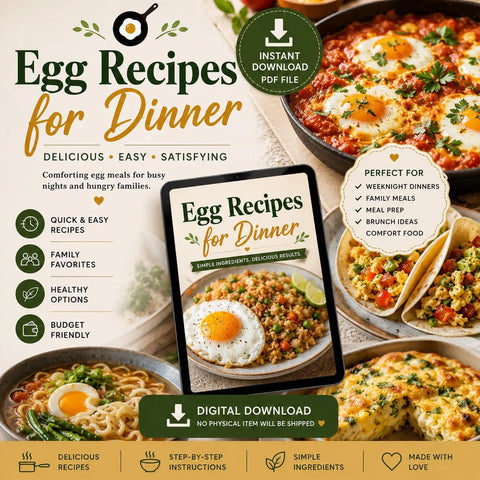 Egg Dinner Recipes Cookbook | Easy High Protein Meals (Digital PDF Download)