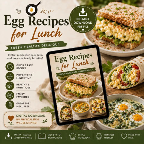 Egg Recipes for Lunch Cookbook | Easy Healthy Meal Prep (Digital PDF)