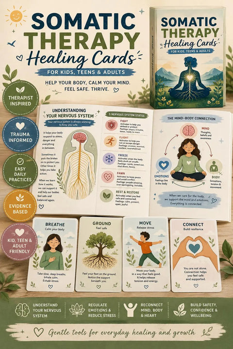 Somatic Therapy Healing Cards | Nervous System Regulation Workbook | Mindfulness & Grounding Activities | Instant Download Digital PDF only