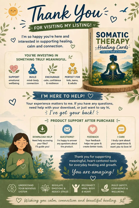 Somatic Therapy Healing Cards | Nervous System Regulation Workbook | Mindfulness & Grounding Activities | Instant Download Digital PDF only