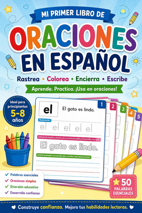 Spanish Sight Words Tracing Workbook for Kids Ages 4-8 (PDF)