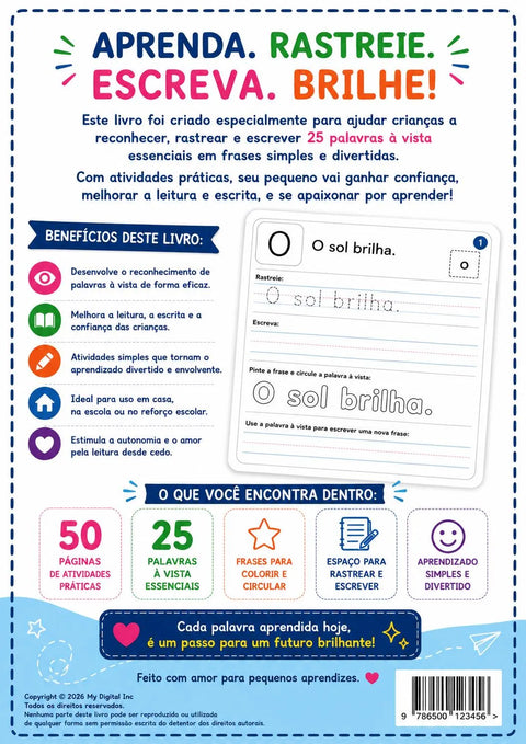 Portuguese Sight Words Workbook for Kids Ages 4-8 | Learn to Read & Write (Printable PDF)
