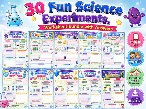 Kids Science Experiment Workbook | Ages 6-10 STEM Activities (Digital Download)